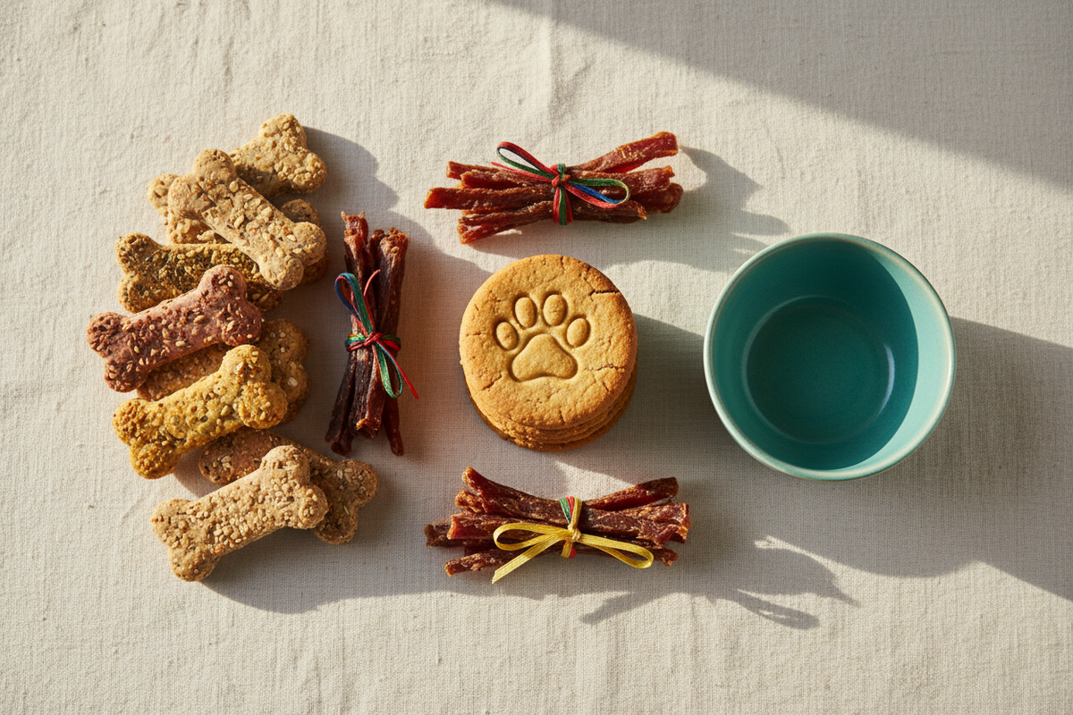 Pet Treats Flatlay Nueva Composición