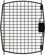 Black curved kennel door with wire mesh grid and side latch block