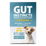 Gut Instincts probiotic supplement powder box for dogs, net weight 1 g (0.04 oz)