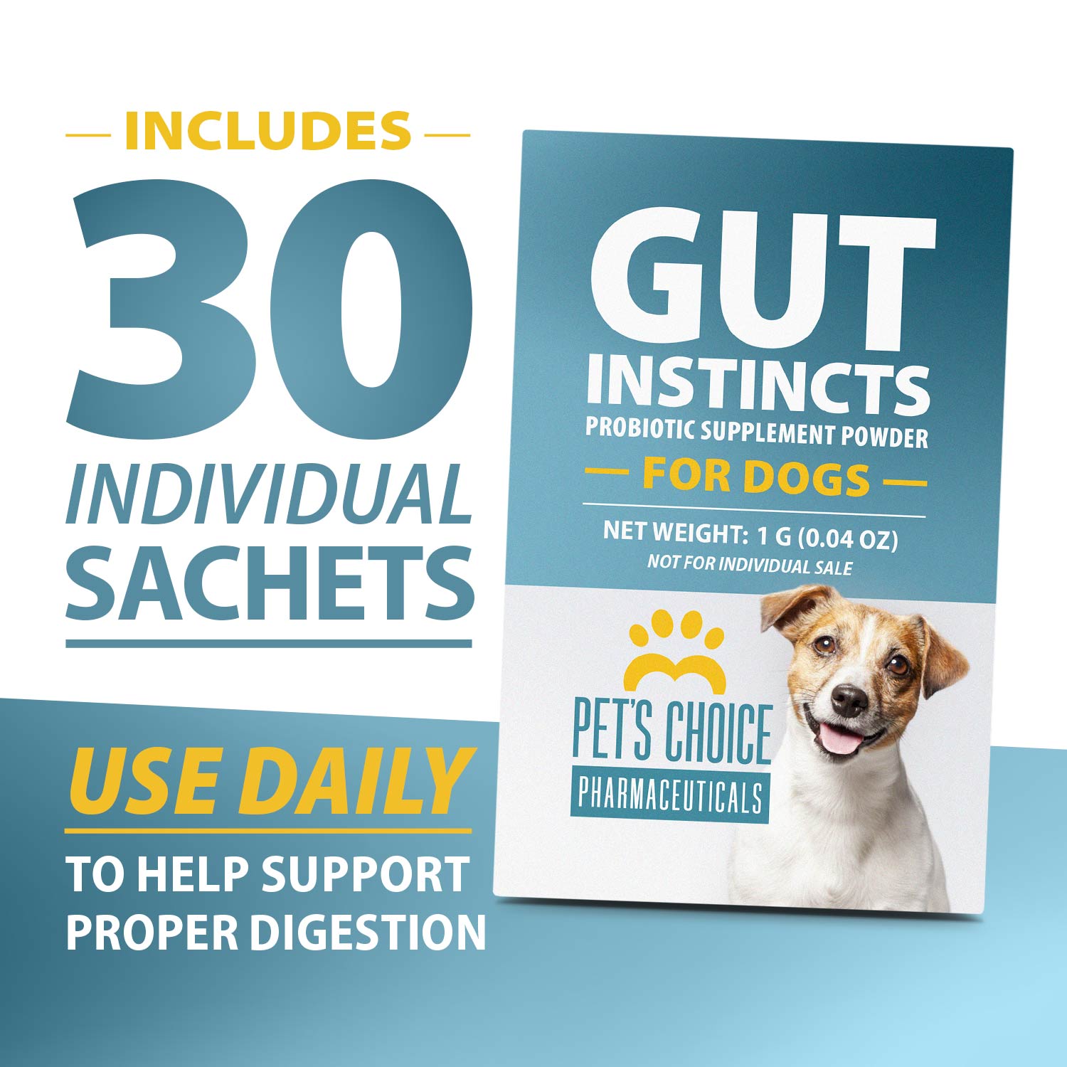 Gut Instincts probiotic powder 30 individual sachets pack, use daily for digestion