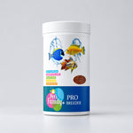 Fish multivitamin supplement jar with blue fish label, orange contents window