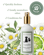 Herba Botanicals pet spray bottle with gold sprayer and veterinarian-tested badge