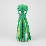 Animal-shaped rubber molar chew toy, green octopus design with textured tentacles