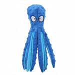 Animal-shaped rubber molar chew toy, blue octopus design with textured tentacles