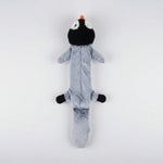 Penguin-shaped chew toy, light gray body with black head and orange beak