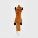 Animal-shaped chew toy, orange with black paws and small white tail tip