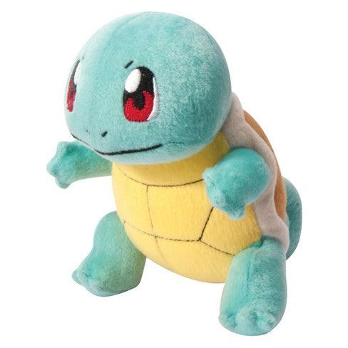 Stuffed plush dog toy, light blue turtle-like character with yellow belly and red eye accents