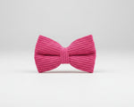 Red corduroy bowtie with ribbed texture