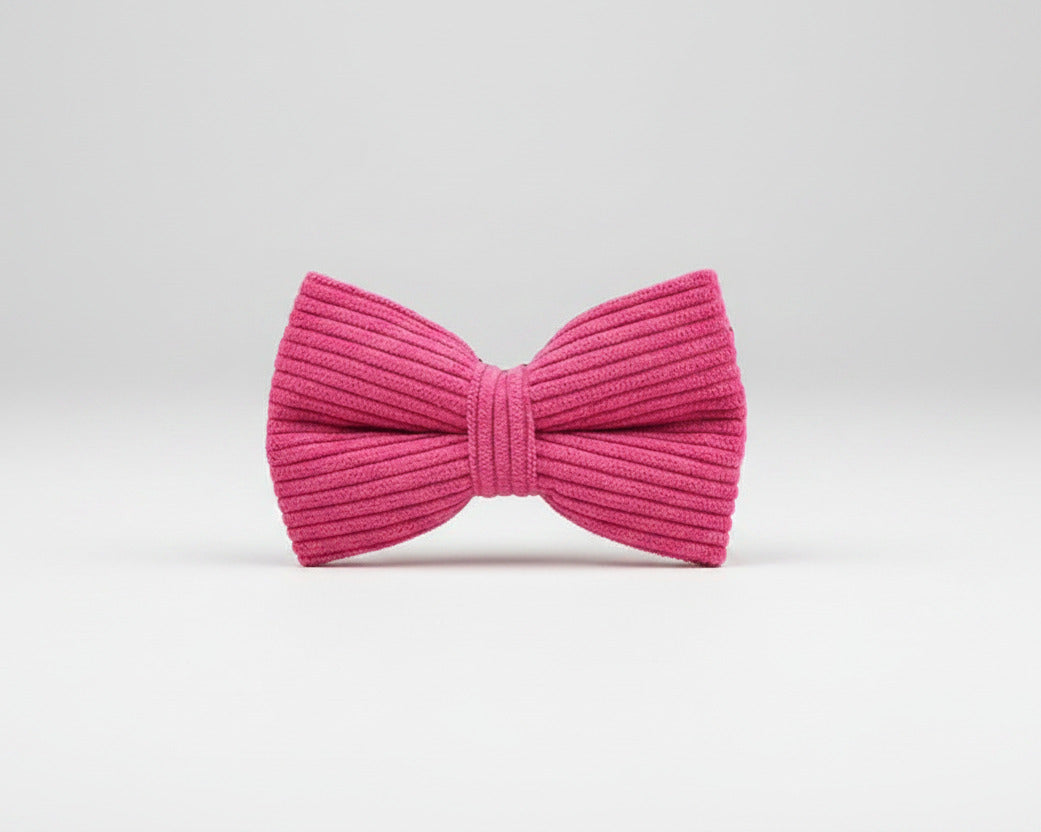 Red corduroy bowtie with ribbed texture