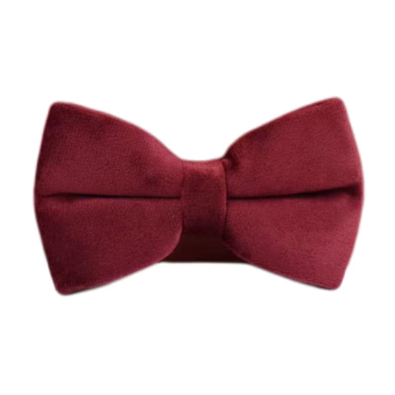 Burgundy velvet bow tie with centered knot