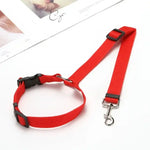Red pet car seat belt & harness with adjustable strap and car safety buckle