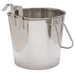 Stainless steel flat-sided pail with two hooks and loop handle