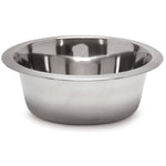 Stainless steel pet food and water bowl with smooth flared rim