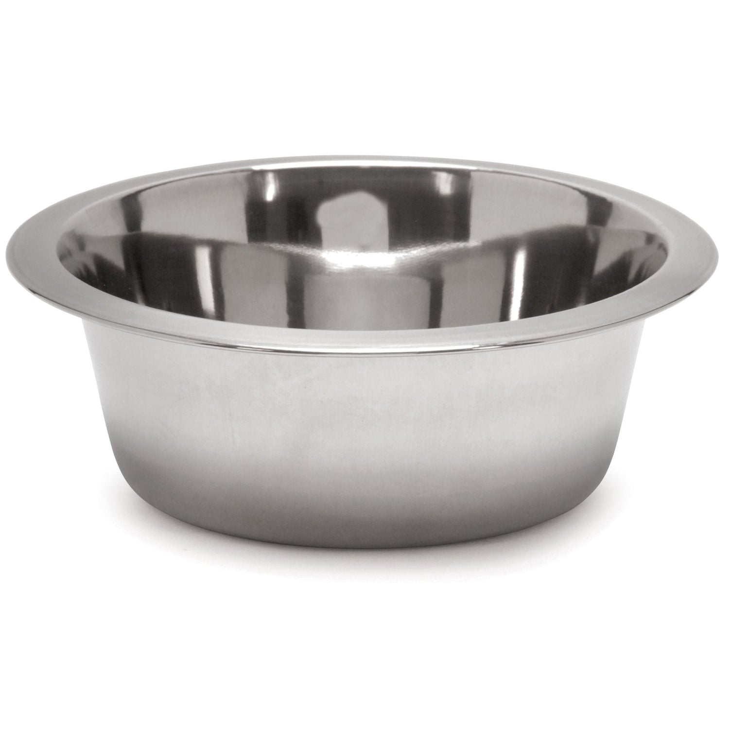 Stainless steel pet food and water bowl with smooth flared rim