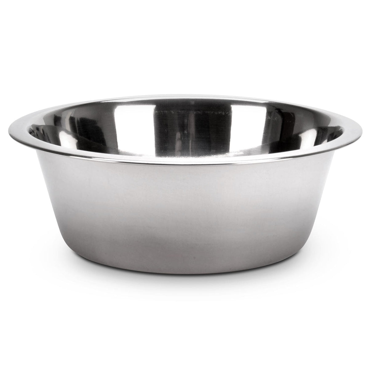 Stainless steel pet food and water bowl with glossy interior