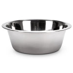 Stainless steel pet food and water bowl with glossy interior