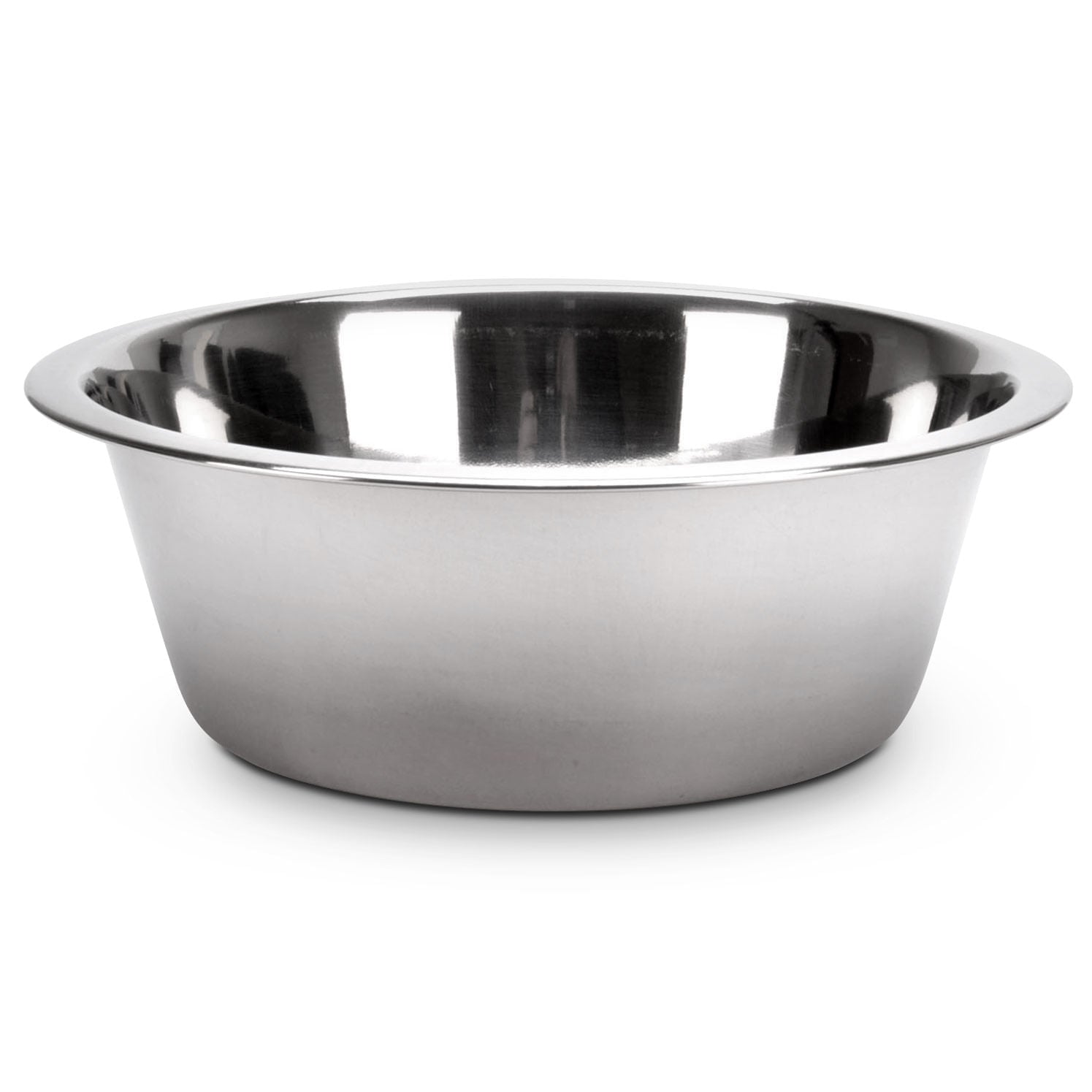 Stainless steel pet food and water bowl with glossy interior