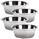 Four stainless steel pet bowls, stacked and nested