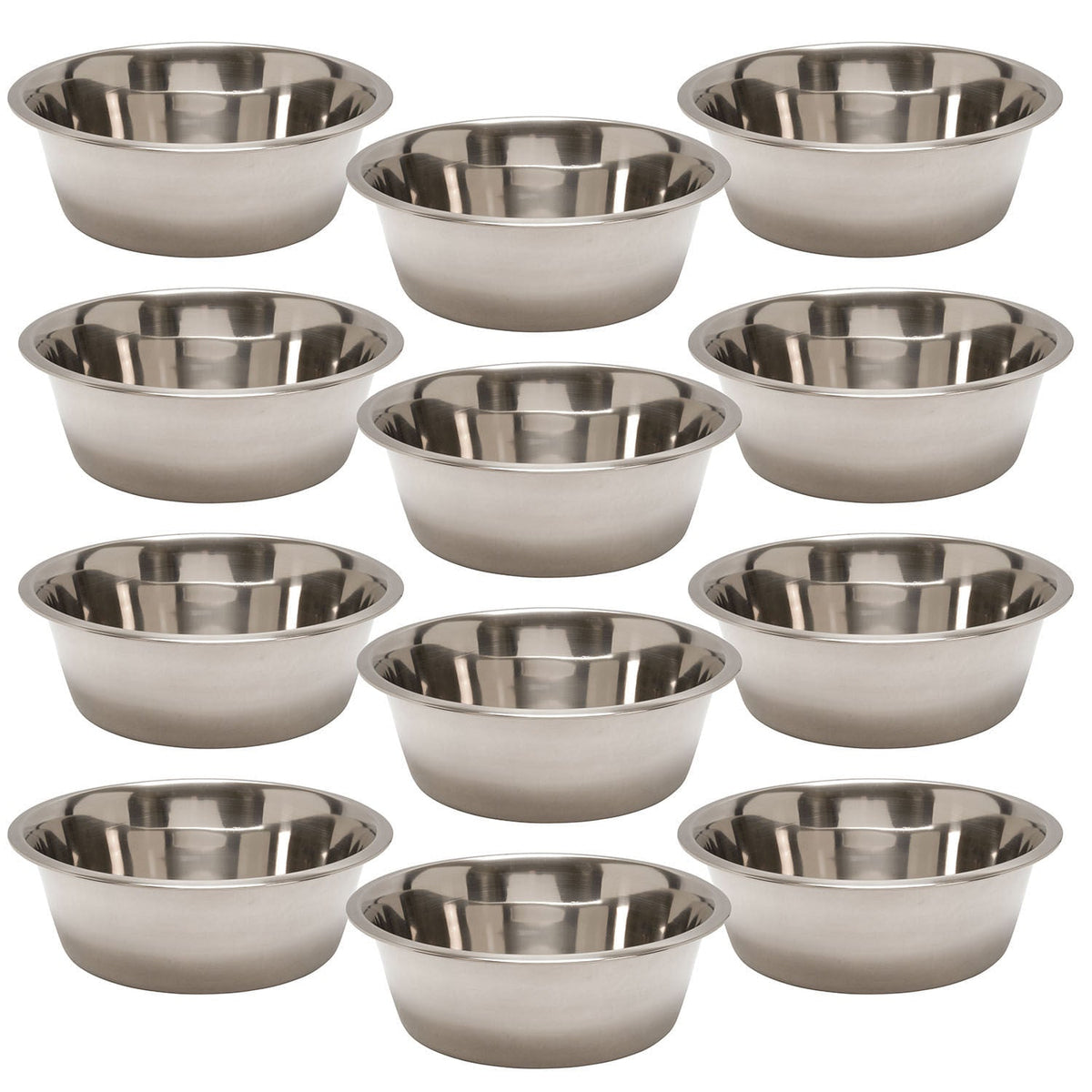 Stainless steel pet bowls multi-pack, bowls fanned out