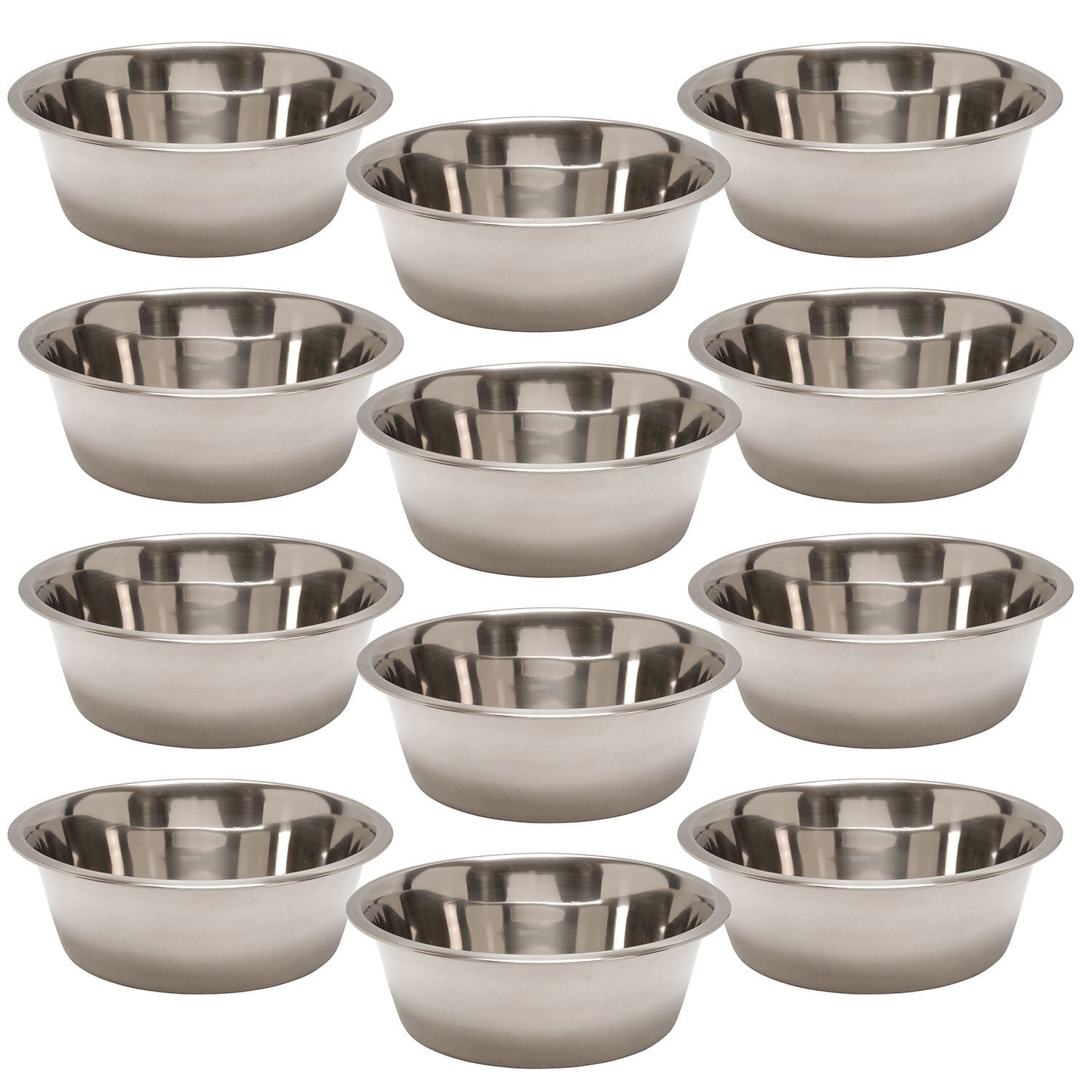 Stainless steel pet bowls multi-pack, bowls fanned out