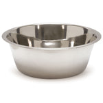 Stainless steel pet food and water bowl with round, flared opening