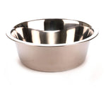Stainless steel pet food and water bowl with reflective interior