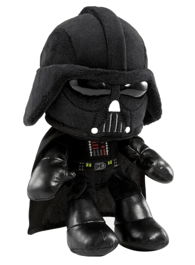 Black Darth Vader plush dog toy with soft cape and detailed character suit