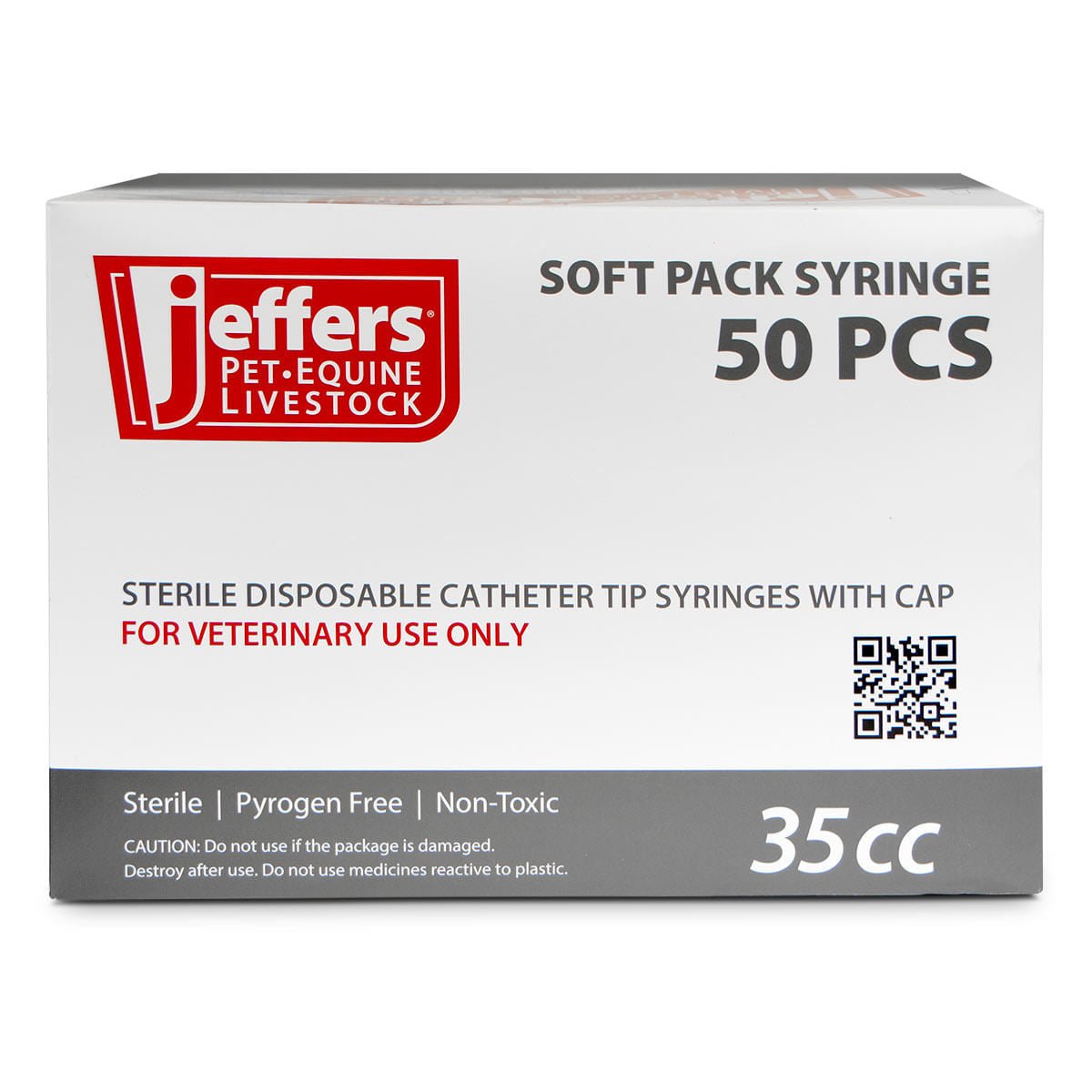 Catheter-tip syringe box back, sterile disposable, 35 cc, soft pack, 50 pcs