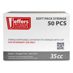 Catheter-tip syringe box back, sterile disposable, 35 cc, soft pack, 50 pcs