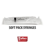 Soft pack syringe pouch with Jeffers label, catheter tip syringes, single wrap