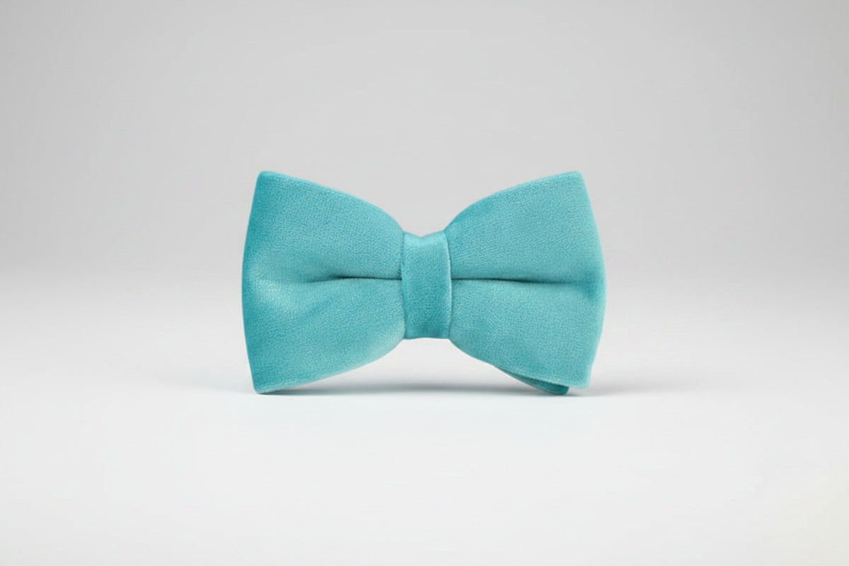 Turquoise velvet bow tie