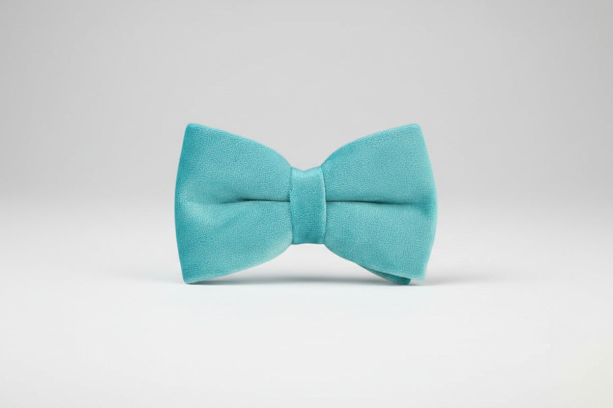 Turquoise velvet bow tie