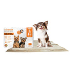 Large dog training pads bundle with package and folded pad sheet, beige