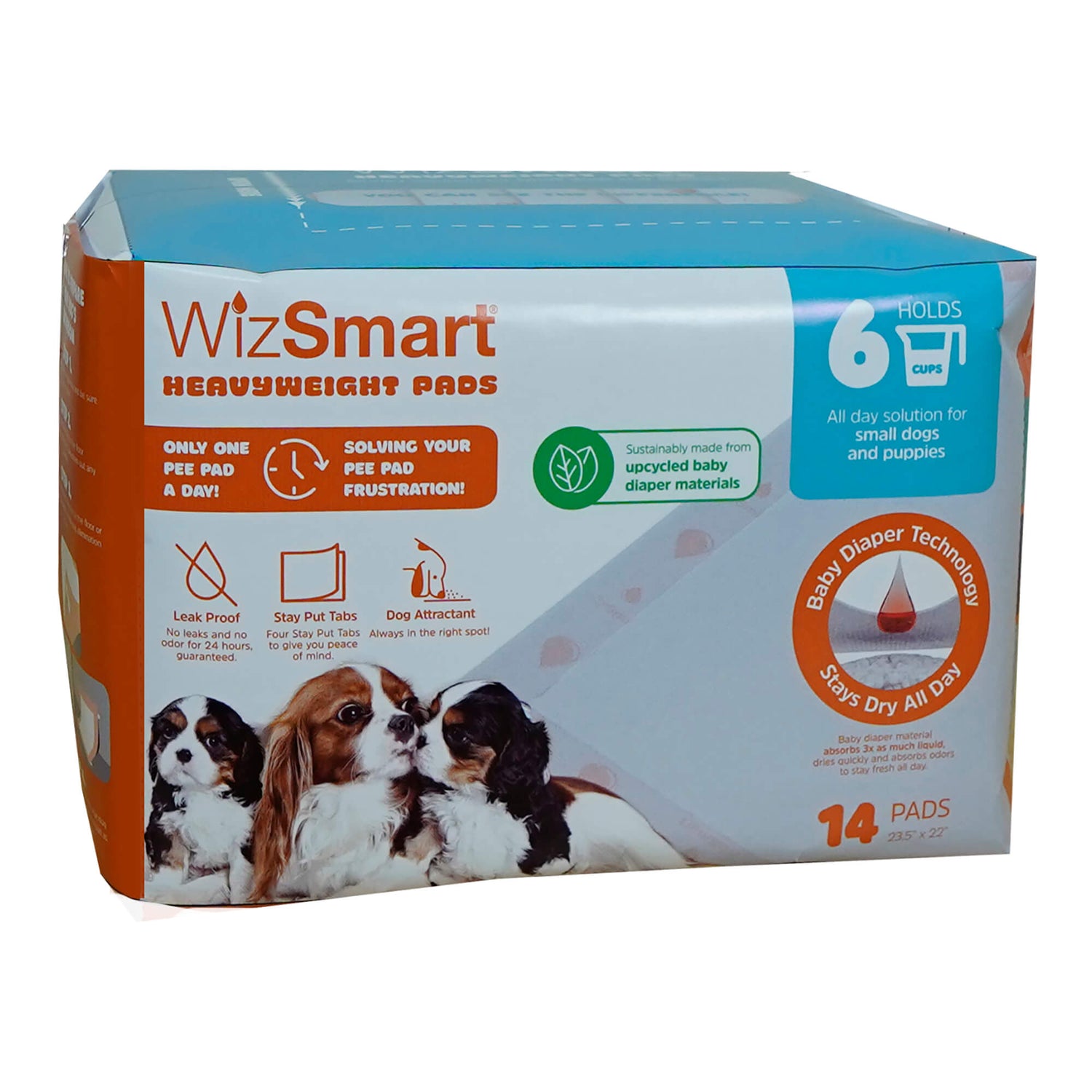 WizSmart heavyweight dog pads box for small dogs and puppies, 14-count pack.