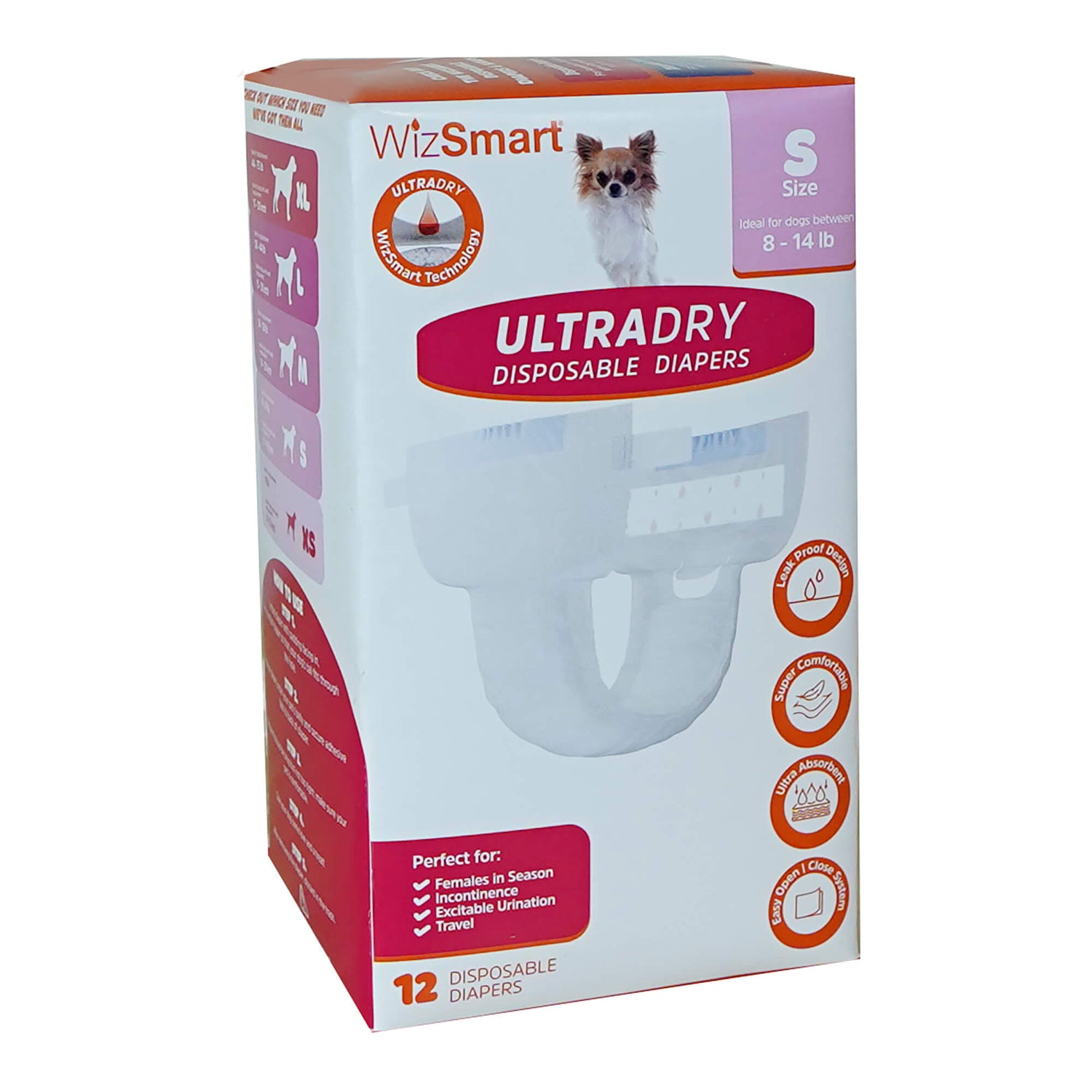 WizSmart UltraDry disposable diapers box, S size, 12 count