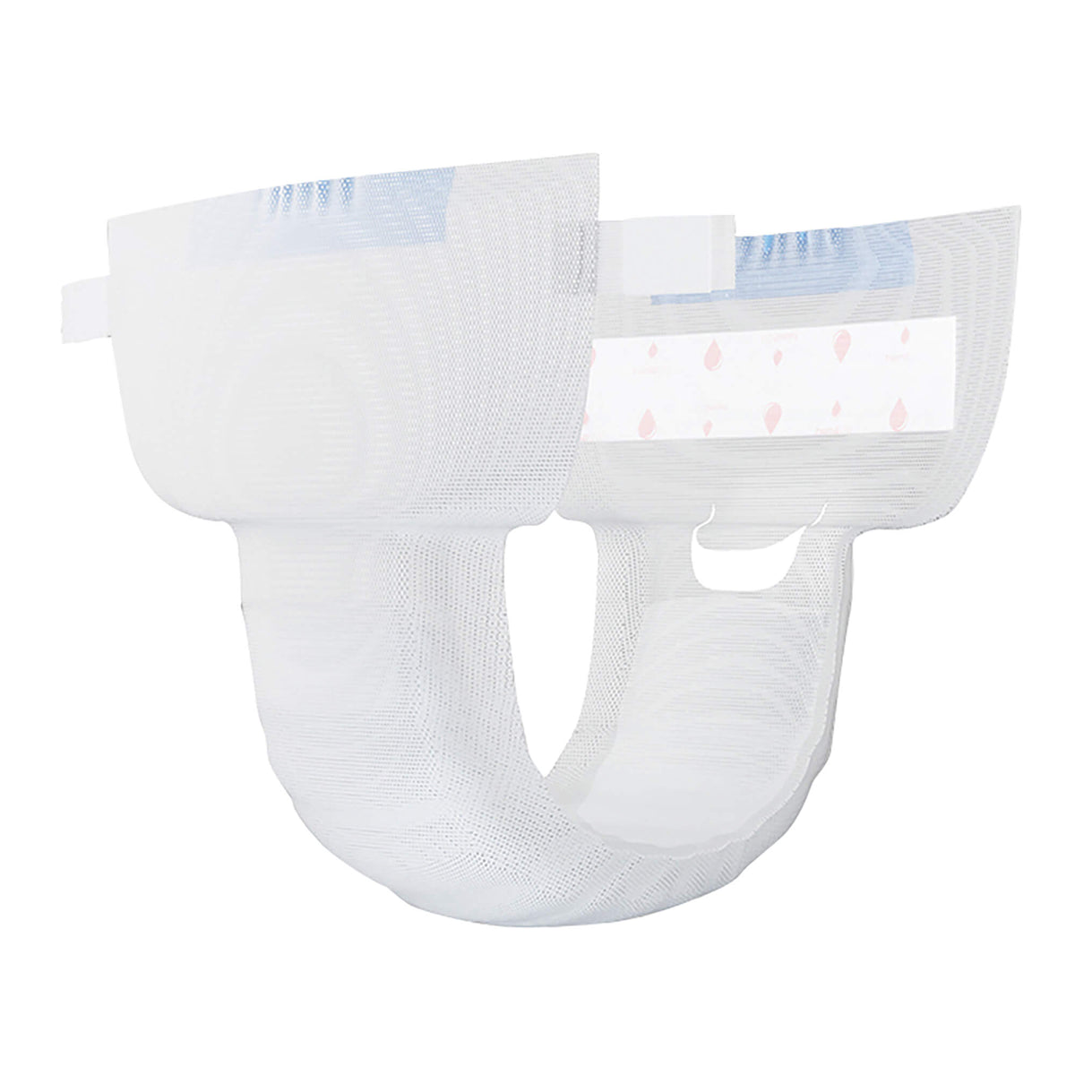 Disposable diaper with white outer cover, leg openings, and waistband