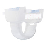 Disposable diaper with white outer cover, leg openings, and waistband