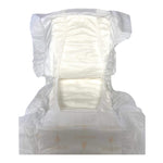 Disposable diaper showing absorbent core with side gathers
